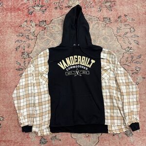 Vanderbilt Commodores Hoodie Champion Mens Large Black Flannel Sleeve Pullover